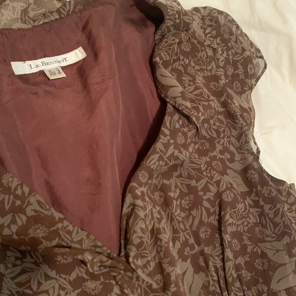 LK BENNETT dress size 6 US brown 100% silk calf length - Picture 11 of 14